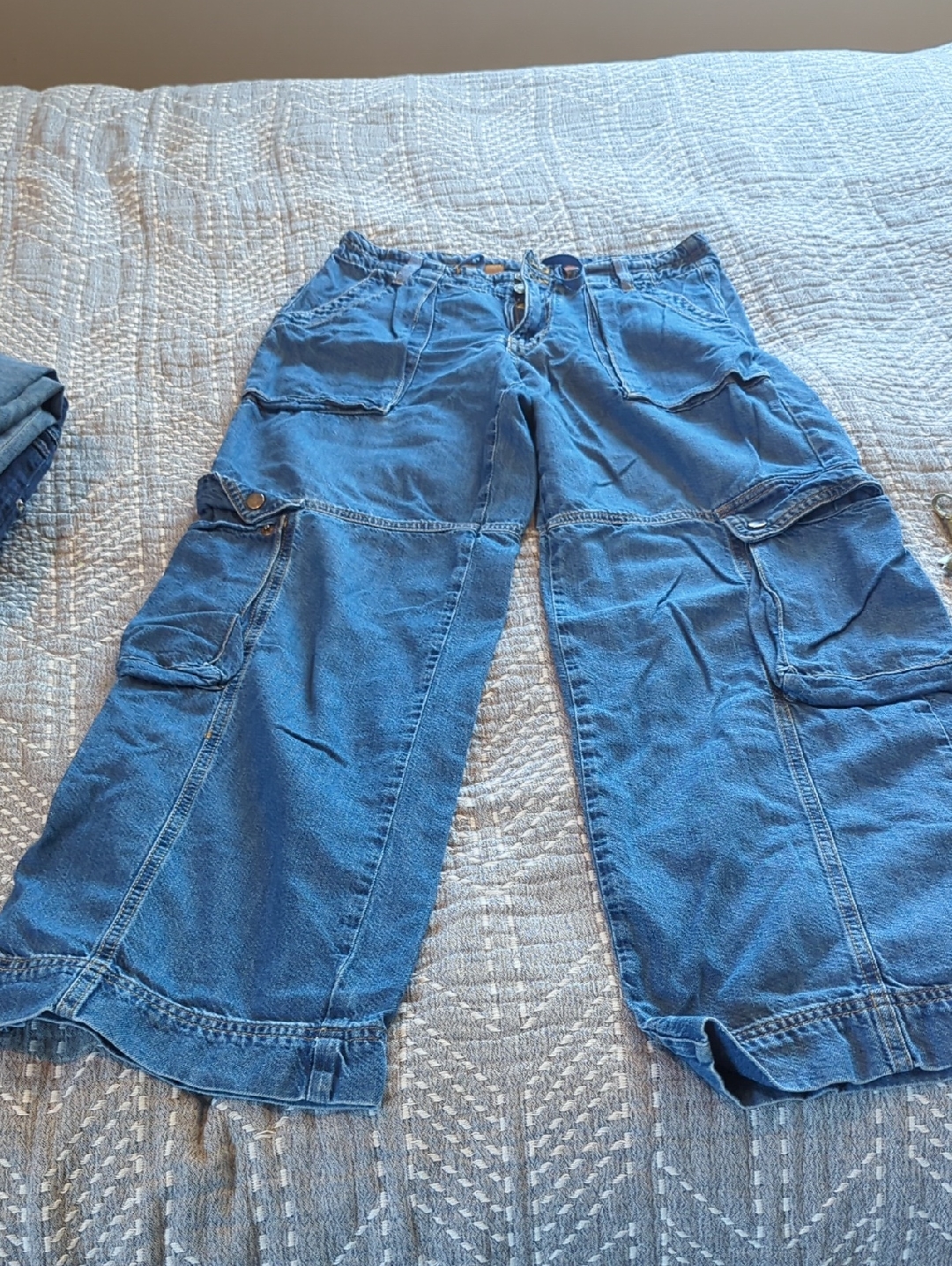 Pilcro Indigo WideLeg Cargo Denim
